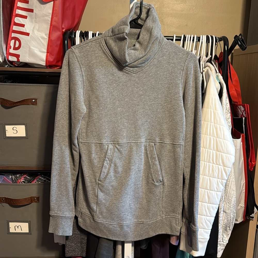 Lululemon Press Pause Pullover Sweatshirt Sz 2 Heathered Medium Grey 232 - Picture 2 of 6